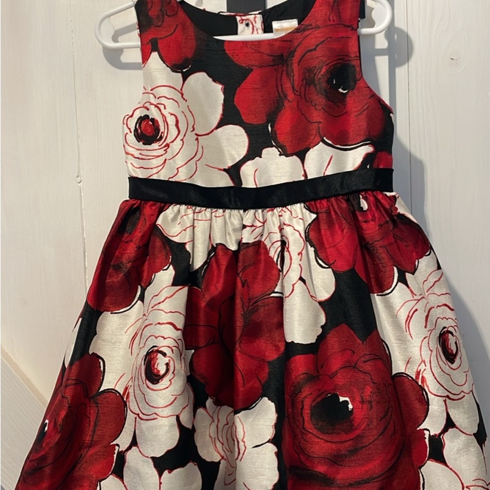 Floral Red and White Holiday Dress